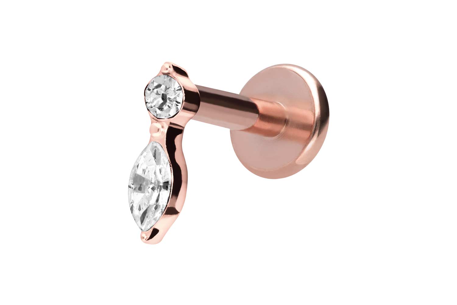 Titan Labret Piercing mit Innengewinde KRISTALLBLATT